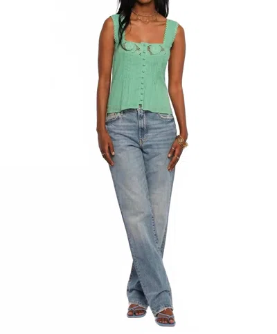 Heartloom Tia Eyelet Button Up Top In Jade In Green