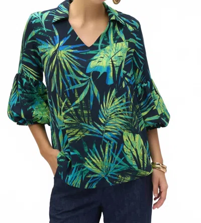 Joseph Ribkoff Tropical Print Straight Tunic In Midnight Blue Multi In Blue