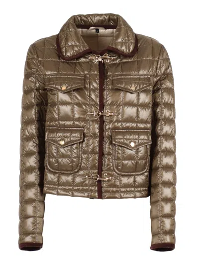 Fay Women 3 Hooks In Technical Checkered Fabric In Brown