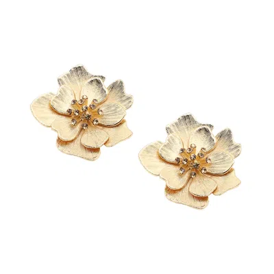 Sohi Flower Stud Earrings In Gold