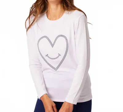 French Kyss Heart Scoop Neck Top In White/navy In White