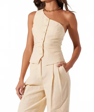 Astr Bryony One Shoulder Vest In Cream In White