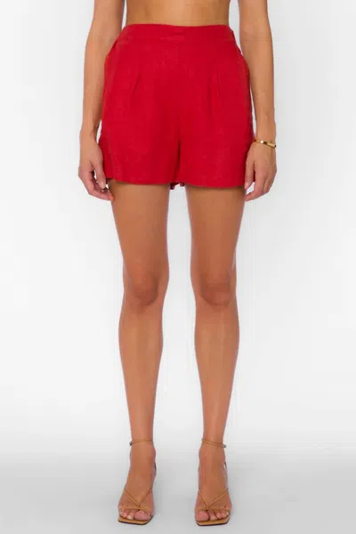 Velvet Heart Fedra Salsa Pleated Pull-on Shorts In Red In Red
