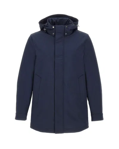 Woolrich Water-resistant Soft Shell Coat With Removable Hood In Black
