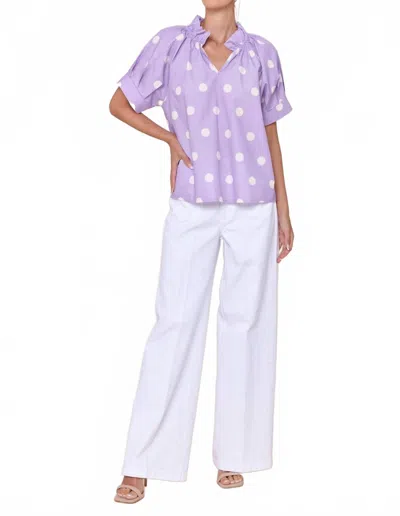 Sofia Collections Blake Short Sleeve Blouse In Freesia Polka Dots In Animal Print