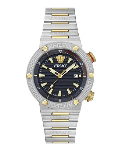 Versace Greca Logo Diver Bracelet Watch In Silver