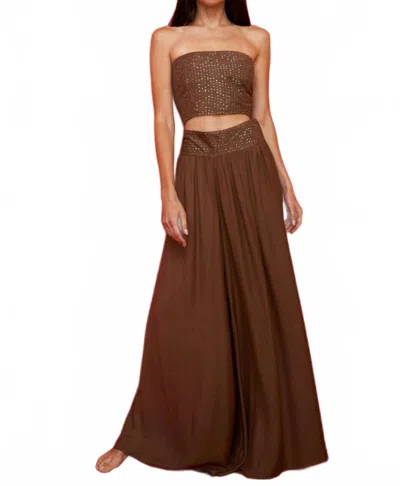 Pitusa Sequin Bandeau Top In Chocolate In Gold