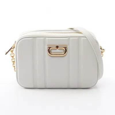 Pre-owned Ferragamo Leather Shoulder Bag () In White