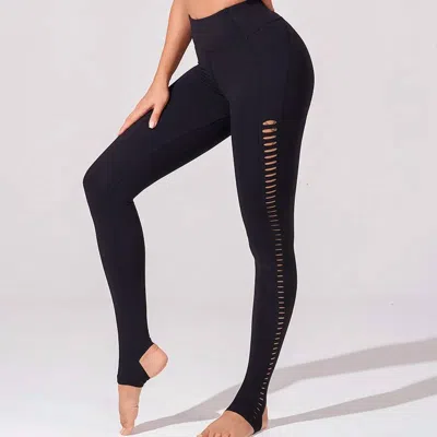 Koral Seamless Mesh Cut Out Sides Legging In Black In Blue