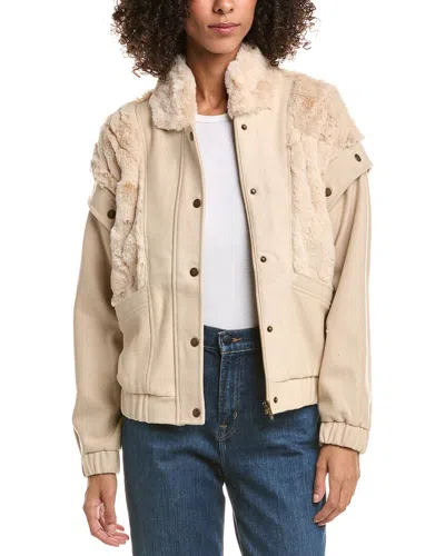 Saltwater Luxe Snap-off Sleeve Wool-blend Jacket In Brown