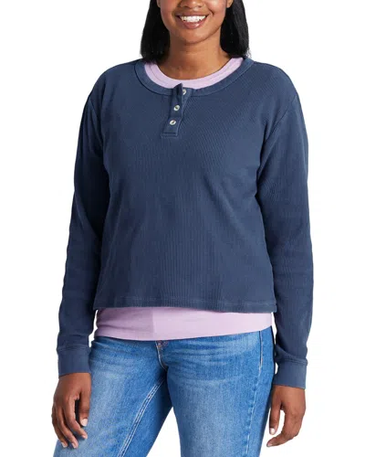 Life Is Good Boxy Thermal Henley In Blue