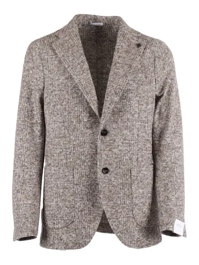 Breras Tailored Checkered Blazer With Notched Lapel In Brown