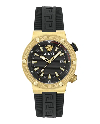 Versace Greca Logo Diver Recycled Pu Strap In Black