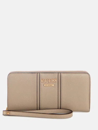 Guess Factory Alesso Large Zip-around Wallet In Brown