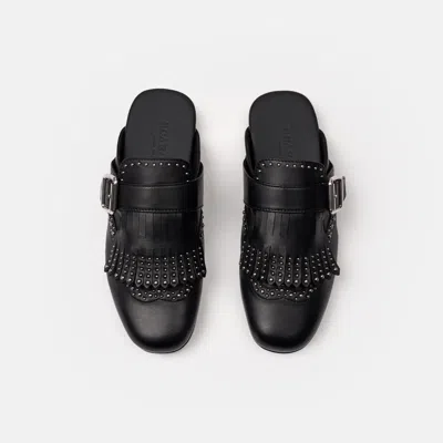 Scarosso Gaia Studded Mule Flat Shoes In Animal Print