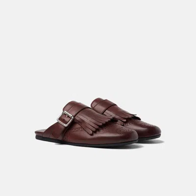 Scarosso Gemma Fringed Mule Flat Shoes In Multi