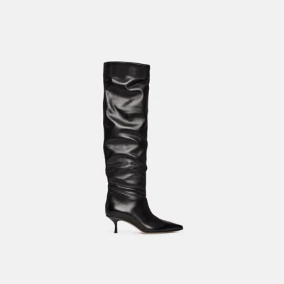 Scarosso Barbara Pointed-toe Ruched Boots In Black