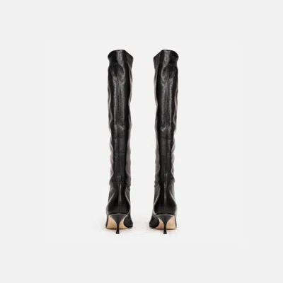 Scarosso Barbara Pointed-toe Ruched Boots In Black