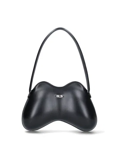 Diesel Minimalist Black Tote Bag With Silver Logo In Black