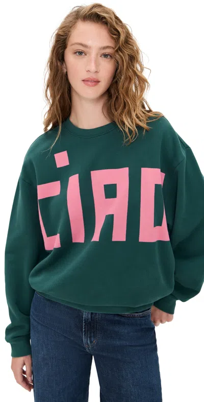 Clare V Oversized Sweatshirt In Deep Pine In Green