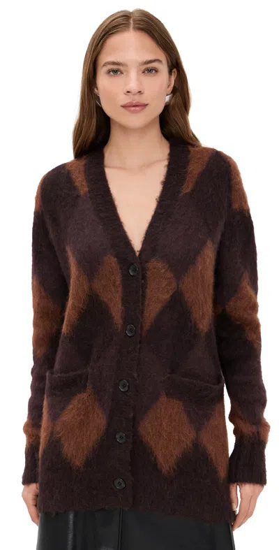A.l.c A. L.c. Reid Cardigan Deep Plum/bronco/dark Umber In Brown