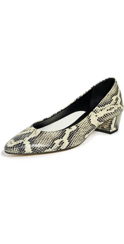 Aeyde Helia Snake Print Calf Leather Heels Creamy In Multi