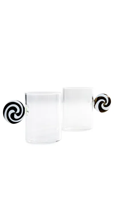 Fazeek Swirl Espresso Cups Set Of 2 Black/white In Transparent