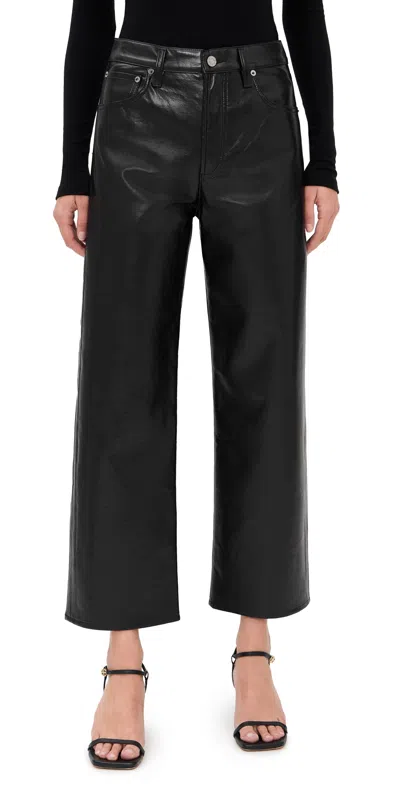 Agolde Ren Straight Leather Pant Detox In Black