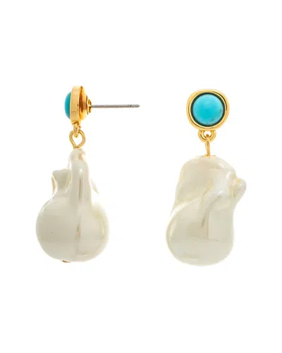 Rivka Friedman 18k Plated Pearl Earrings In Blue