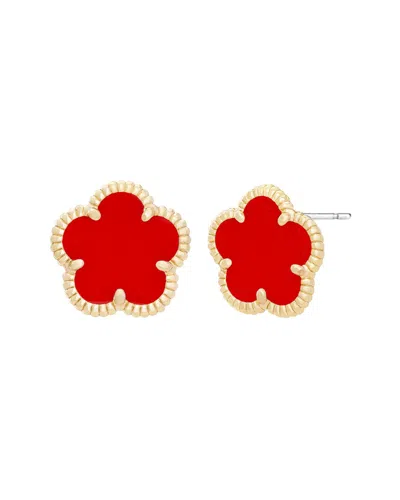 Jankuo Flower 14k Plated Stud Post Earrings In Red