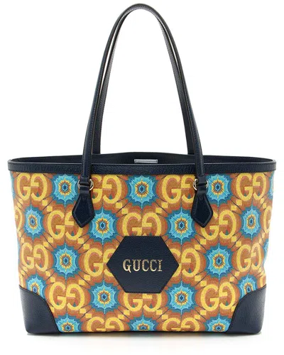 Gucci Blue Gg Kaleidoscope Canvas 100th Anniversary Medium Tote (authentic  Pre-loved)