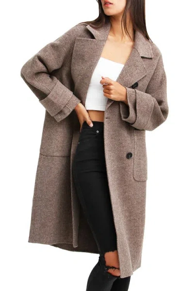 Belle & Bloom Rumour Has It Oversized Wool Blend Coat In Brown
