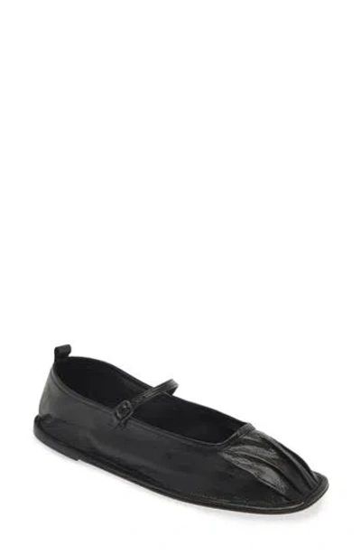 Hereu Black Dansa Supple Shiny Ballerina Flats In Black