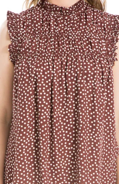 Max Studio Smocked Sleeveless Top In Brown