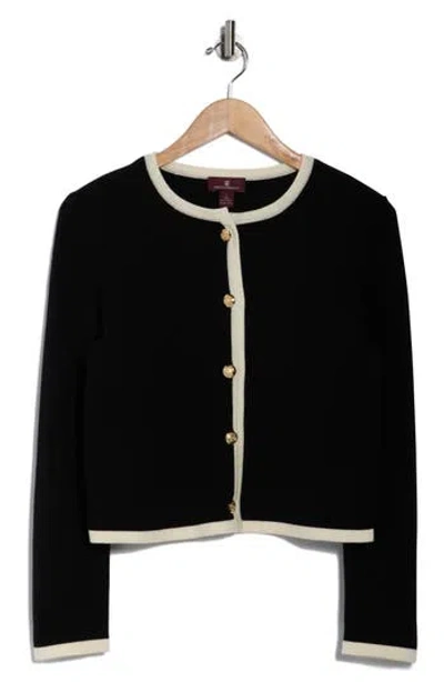 Bruno Magli Tipped Merino Wool Cropped Jacket In Black