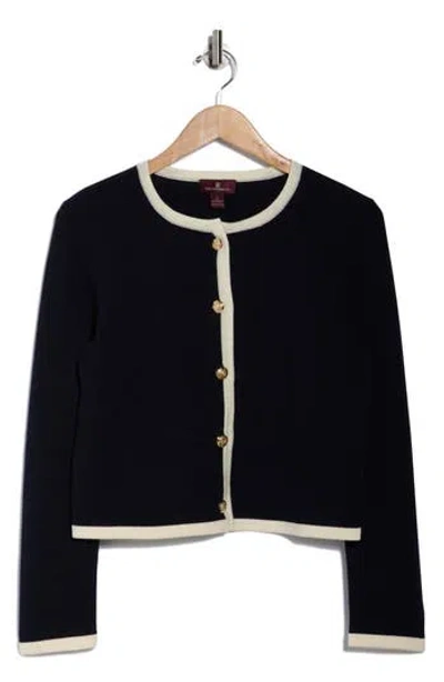 Bruno Magli Tipped Merino Wool Cropped Jacket In Black