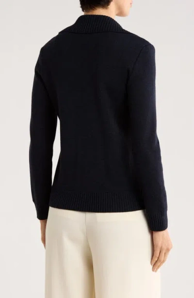 Bruno Magli Merino Wool Epaulet Sweater Jacket In Blue