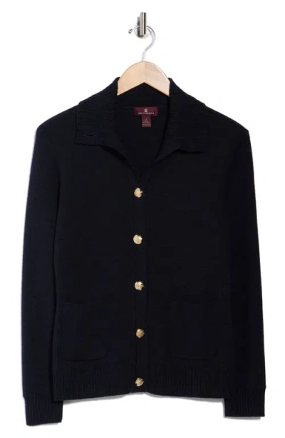 Bruno Magli Merino Wool Epaulet Sweater Jacket In Blue