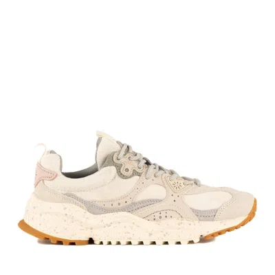 Flower Mountain Wave Sneakers In White Suede In Multi
