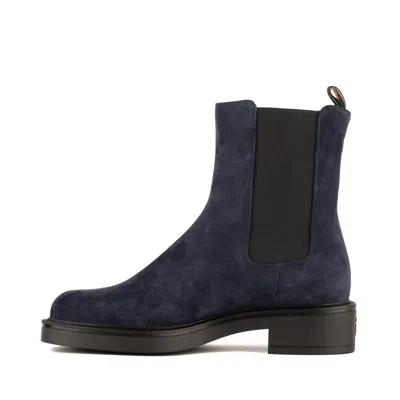 Stuart Weitzman Suede Ankle Boots Featuring Block Heel In Blue