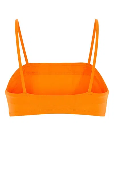 Eres Stretch Nylon Bandeau Bikini Top With Straps In Orange
