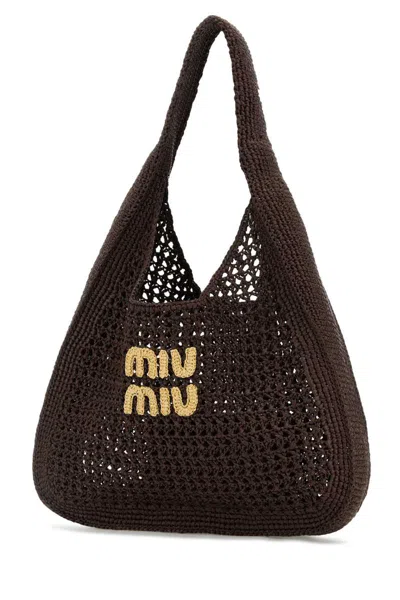 Miu Miu Croquet Shoulder Bag Shoulder Bags Brown In Brown
