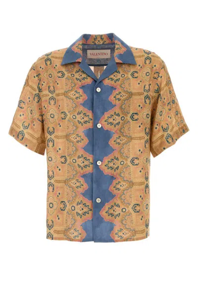 Valentino Imaginary Journey Linen Shirt In Multi
