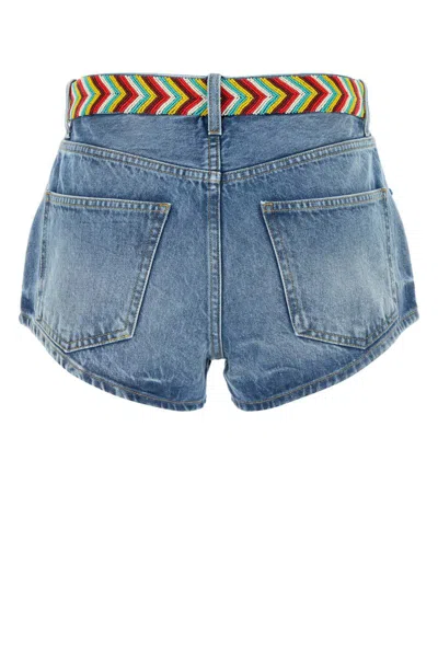 Alanui Denim Memories On The Savannah Shorts In Blue