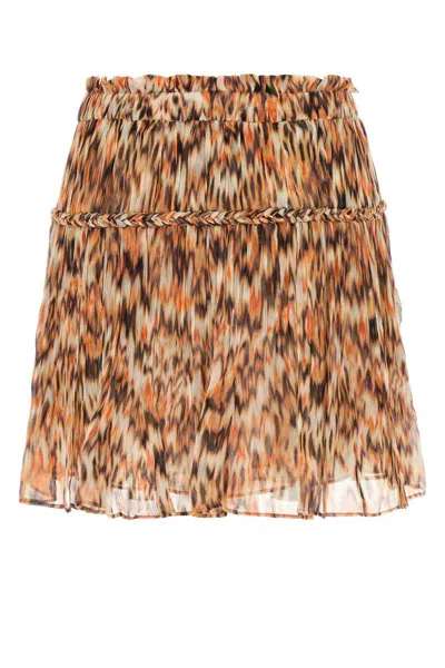 Isabel Marant Printed Crepe Roumi Mini Skirt In Brown