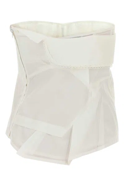 Miu Miu Asymmetric Strapless Top Featuring Button Accents In Animal Print