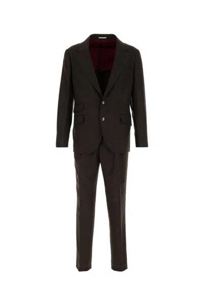 Brunello Cucinelli Single-breasted Plaid Suit In Black