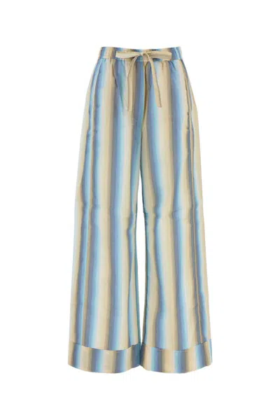 Ganni Ombre Stripe Cotton-poplin Trousers In Multi
