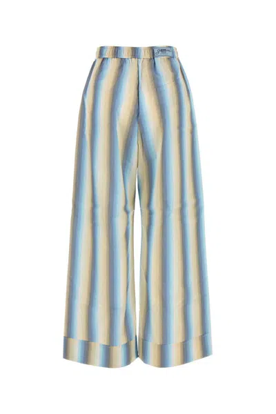 Ganni Ombre Stripe Cotton-poplin Trousers In Multi