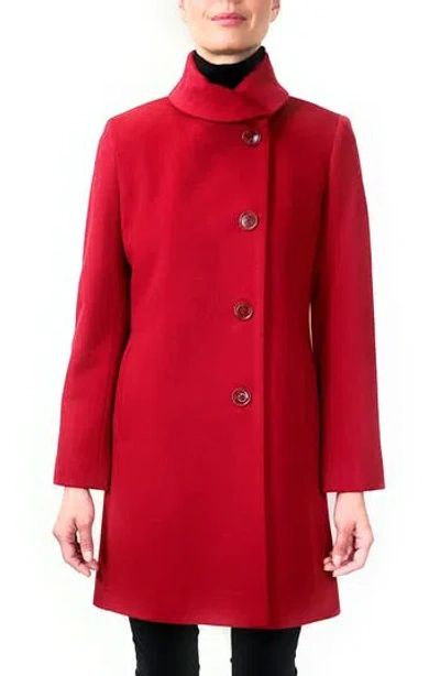 Sofia Cashmere Round Collar Wool & Cashmere Blend Coat In Red